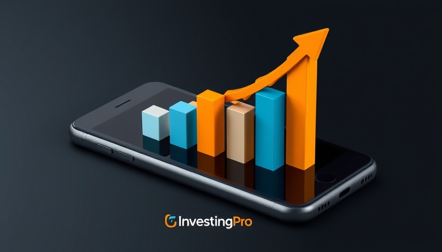 Digital 3D bar graphs on smartphone with InvestingPro logo.