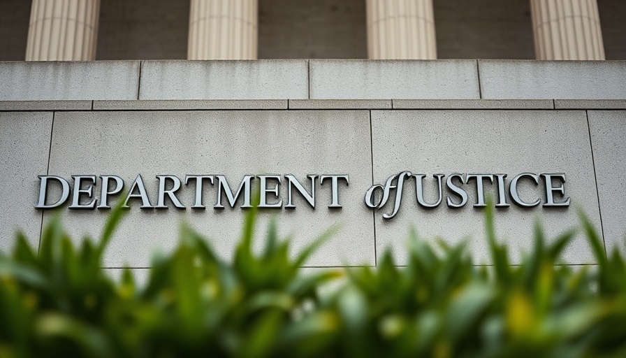 Department of Justice facade indicating fintech startup fraud.