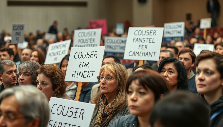 Protestors at event displaying signs about immigration issues.
