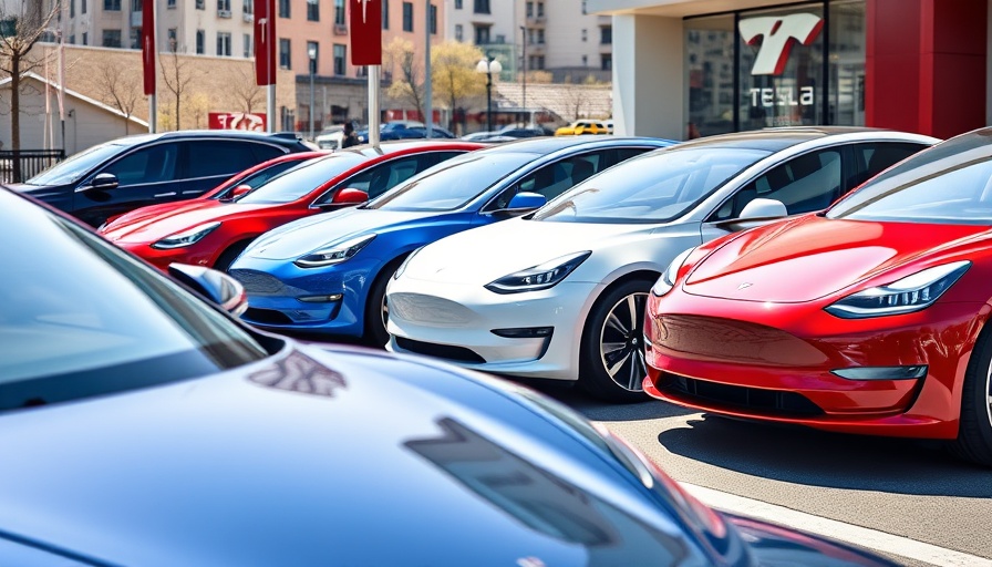 Tesla vehicles at a dealership for used car listings.