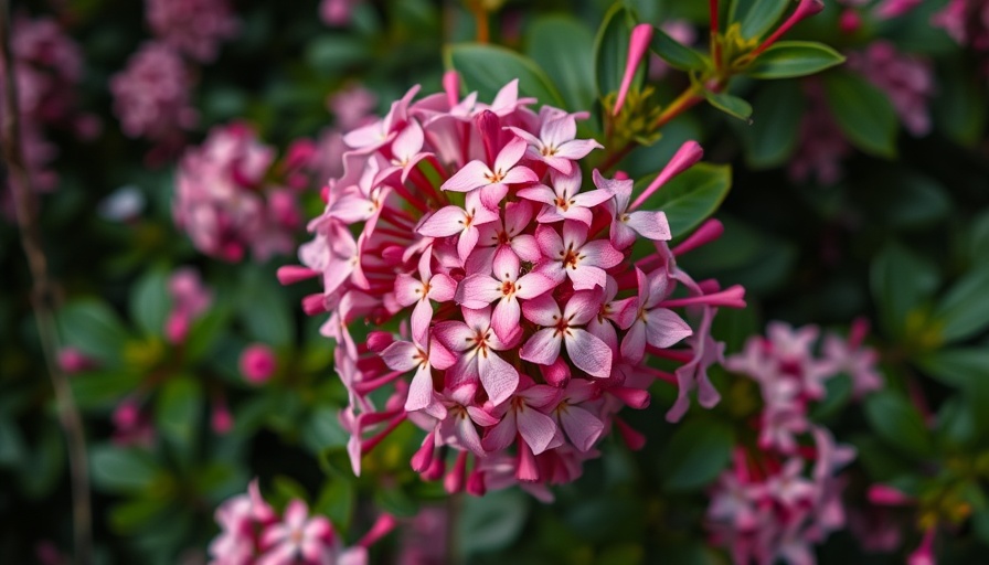 Vibrant pink flowers on native Marin shrub, lush foliage