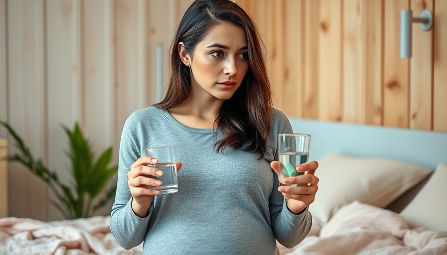 Pregnant woman considering medication, representing DES exposure health risks.