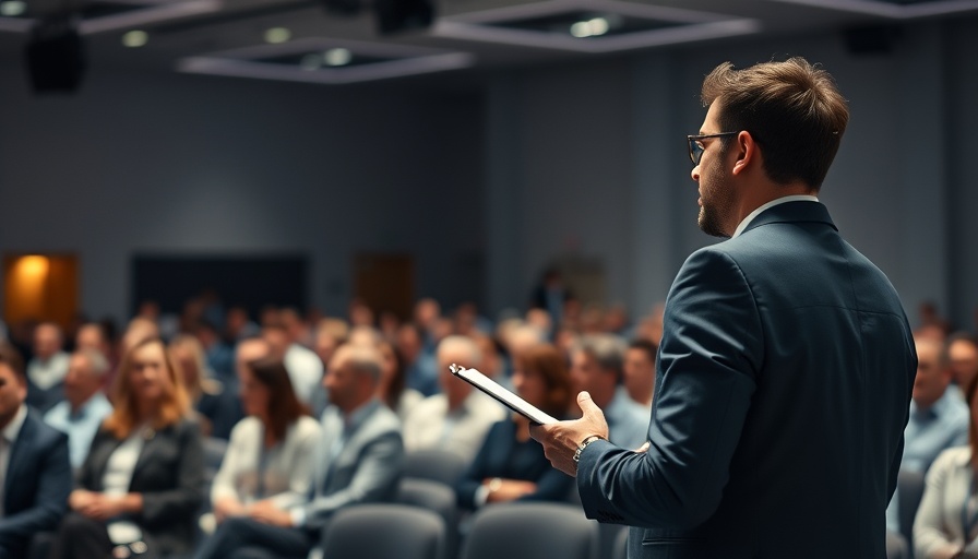 Business startup funding conference discussion with two speakers.