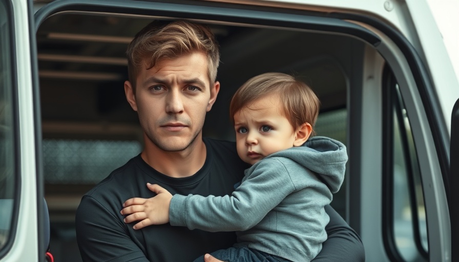 Young man holding a child in an emergency vehicle, highlighting education at risk in West Bank.