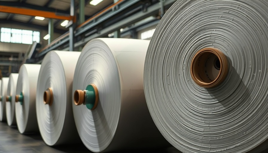 Large industrial paper rolls in a factory, symbolizing carbon removal credits.