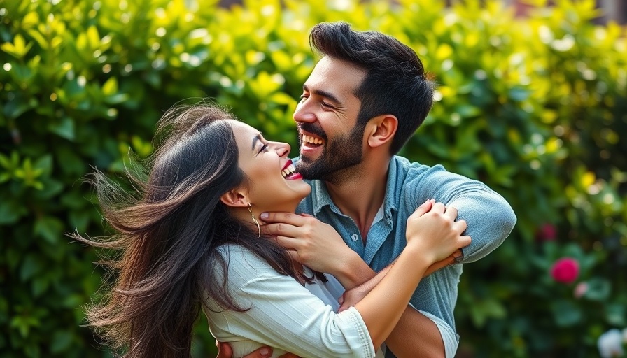 Happy couple in garden embracing, symbolizing retirement planning.