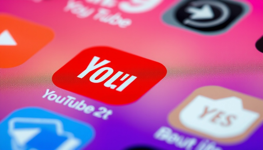 Vibrant YouTube app icon on smartphone screen close-up.