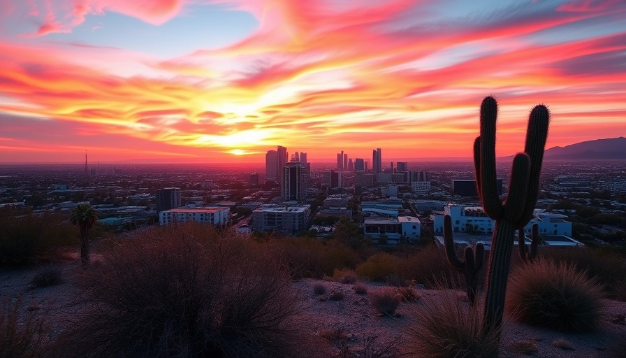 Sunset over one of the driest cities in the U.S., showcasing desert landscape.