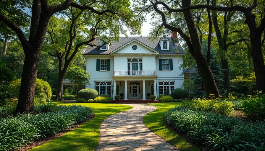 Elegant colonial-style house amidst lush greenery, common home selling mistakes.