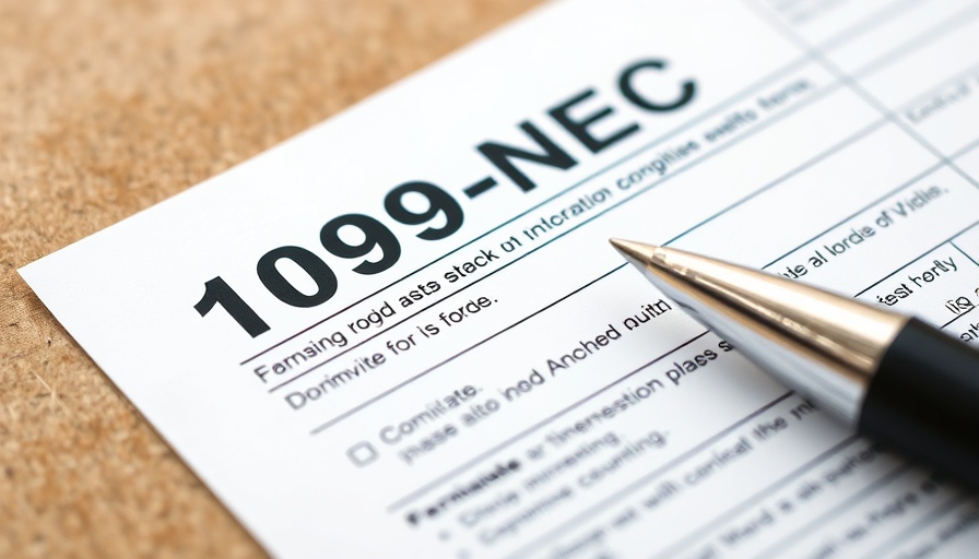 Close-up of 1099-NEC tax form highlighting obligations.