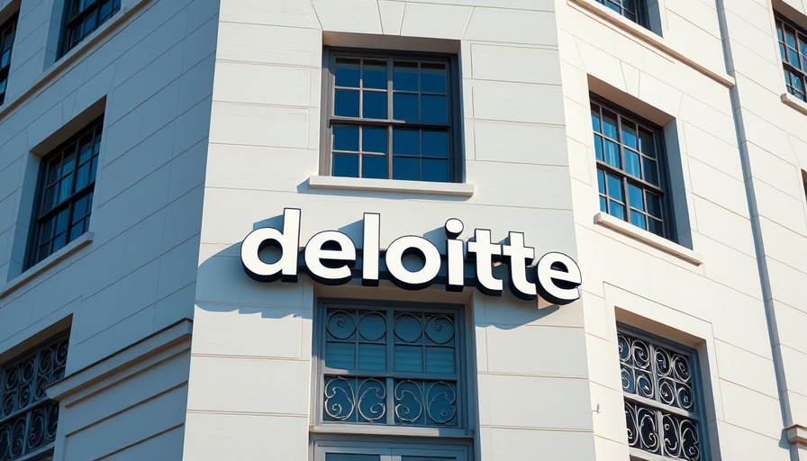 Deloitte office exterior highlighted, stock market news context.