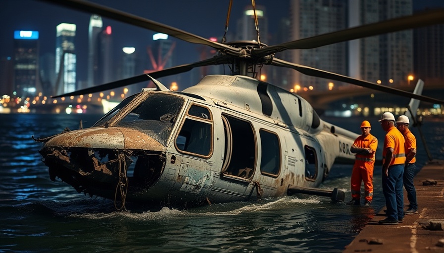 NTSB investigation: Helicopter wreckage being hoisted at night.