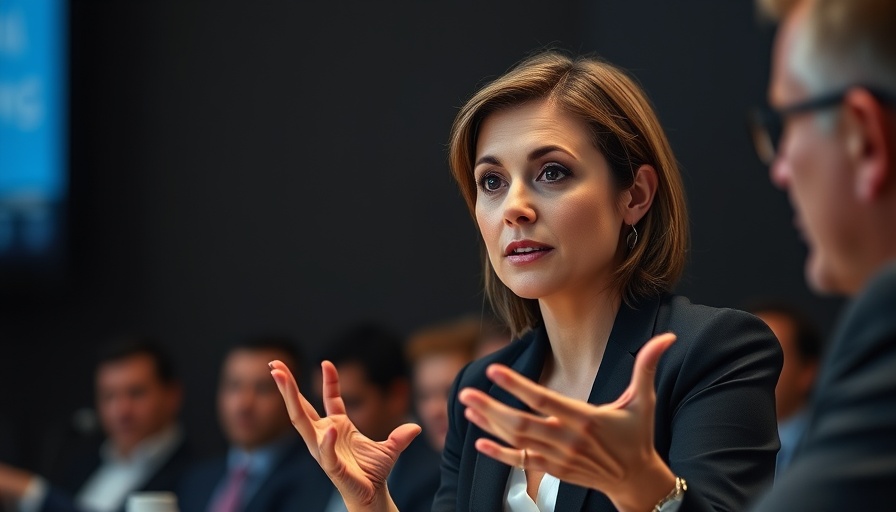 Woman speaker discussing startup funding options at a conference.