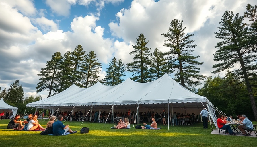 International Marconi Day Celebration event outdoors with people and tent.