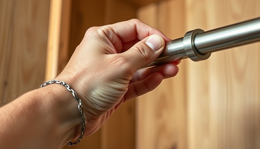 DIY Walk-In Closet Painting and Organization: hand holding metal rod.