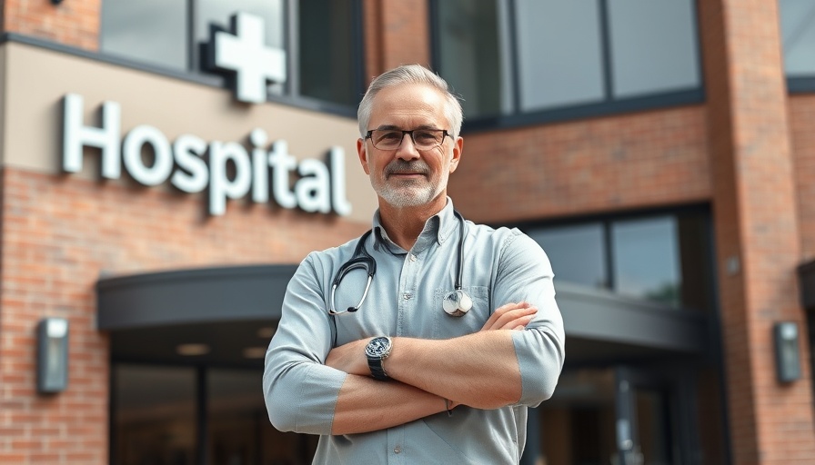 Confident man in front of a rural hospital building, Medicare contracts