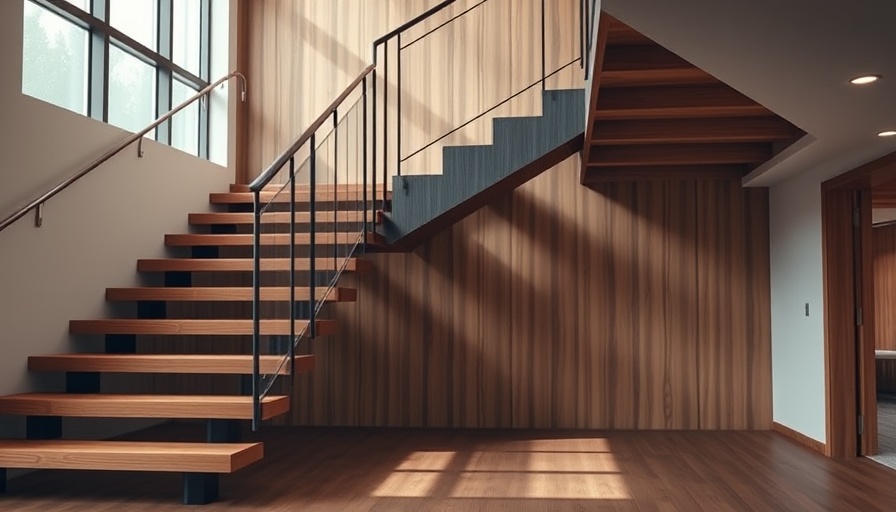 Modern staircase design trends 2025: sleek wood and metal styles.