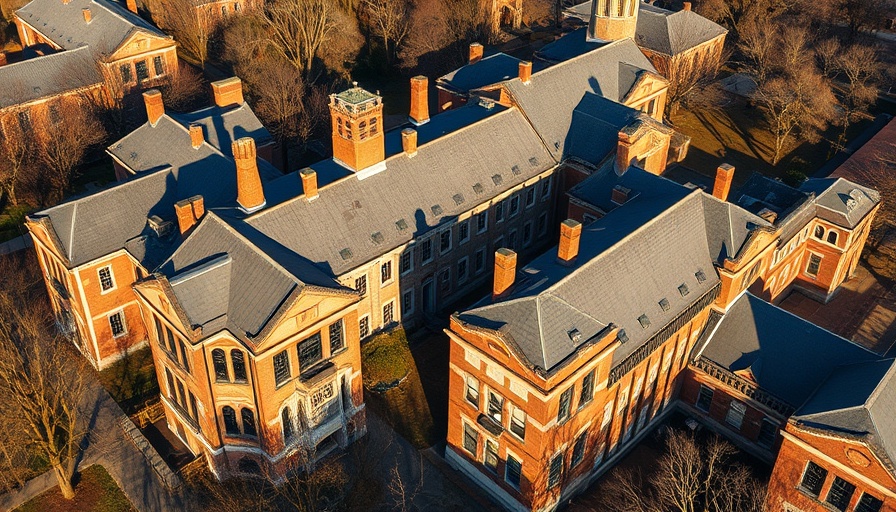 Harvard university academic buildings in aerial view.