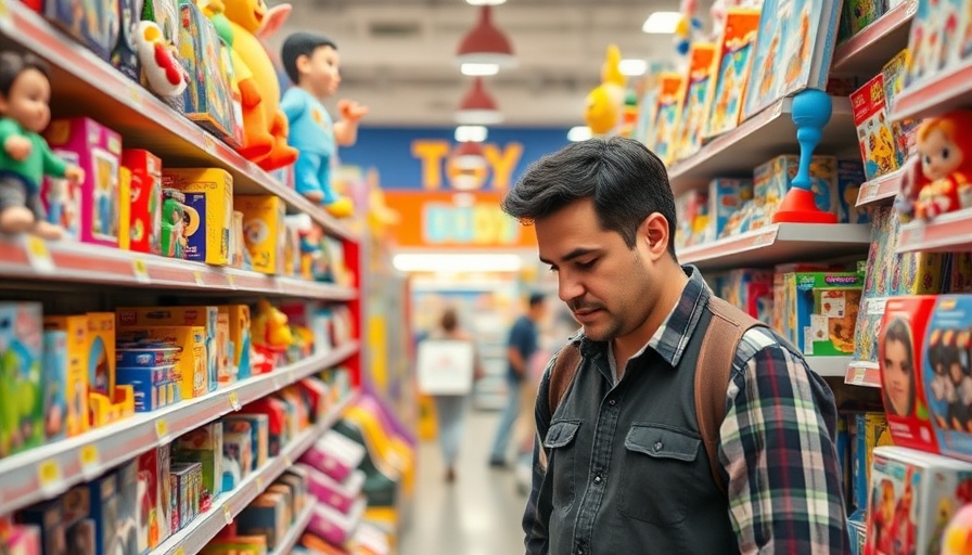 Shopping aisle filled with colorful toys.