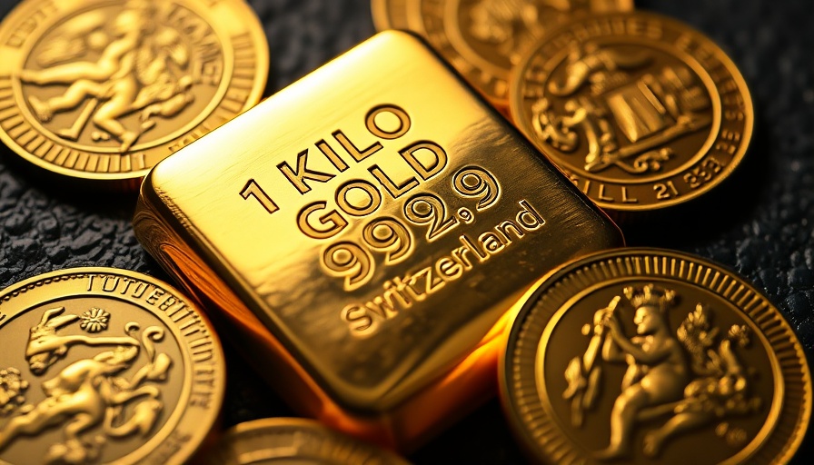 Detailed gold bar and coins representing gold price surge investment strategies.
