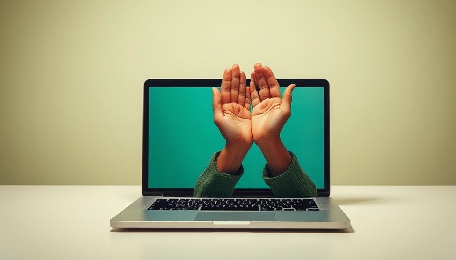 Surreal hands clapping from a laptop, AI praise-giving tool concept