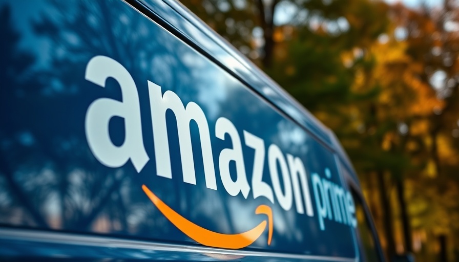 Amazon Prime van logo close-up in natural setting.
