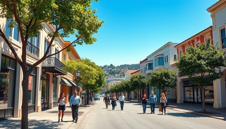 Sausalito street with people walking, showcasing housing and architecture.