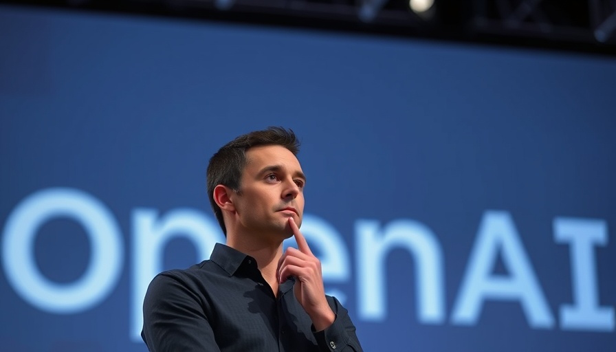 Person on stage with OpenAI logo in background, related to OpenAI API Verified ID.