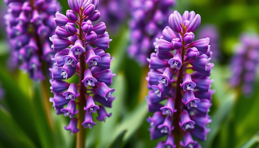 Close-up of grape hyacinths in bloom, vibrant purple flowers.