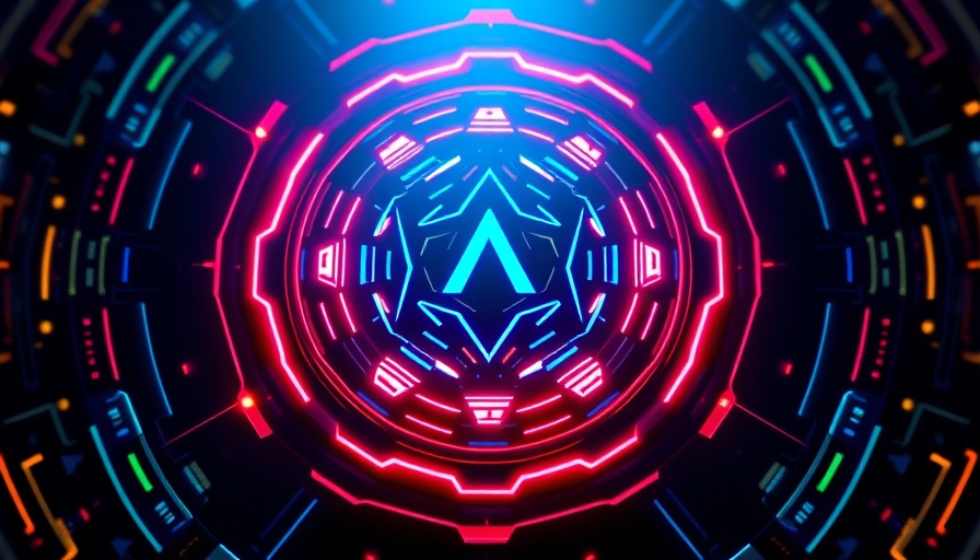 Abstract AI logo on geometric neon background