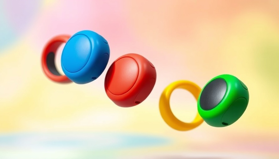 Colorful Chipolo AirTag competitors on pastel background.