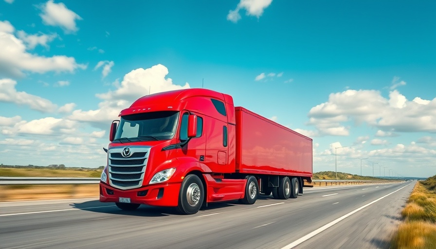 Red autonomous truck on highway, autonomous trucking SPAC