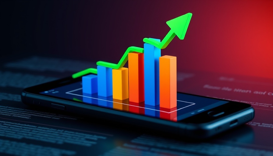 3D bar chart with green arrow on smartphone for short selling insights