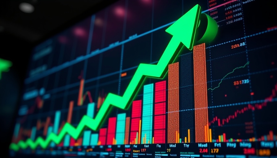 Digital graph with upward trend, representing real estate shares acquisition.