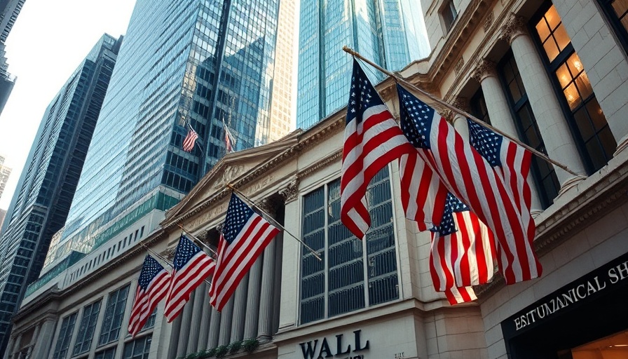 Wall Street sign with American flags in financial district; US government debt fluctuations.