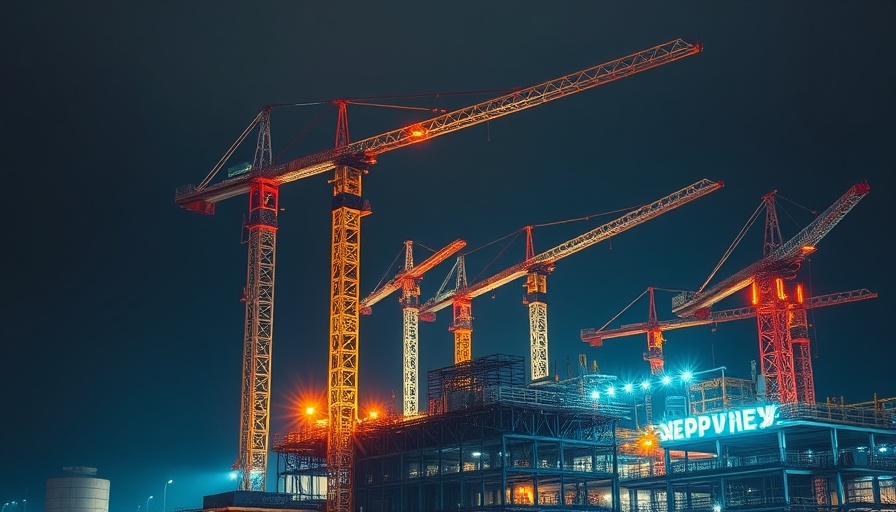 Nighttime construction scene symbolizing Chinese investment in the UK.