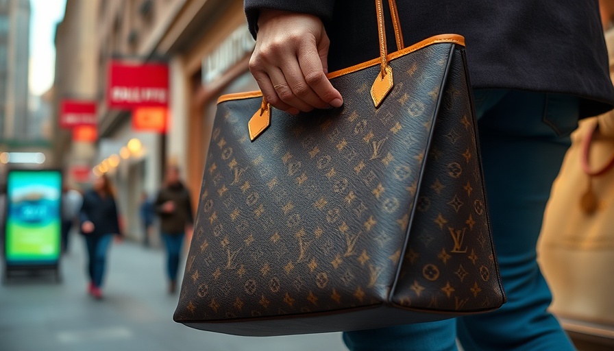 Luxury shopping bag in urban setting highlighting LVMH sales decline.