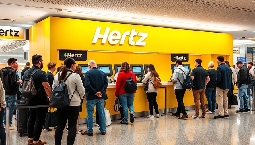 Hertz counter with customers during a data breach scenario.
