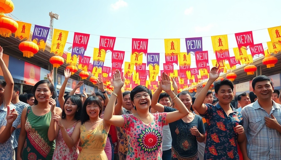 Colorful Cambodian New Year celebrations with joyful expressions and traditional attire.