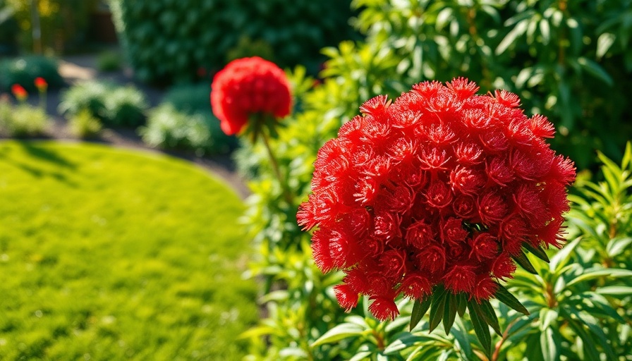 Vibrant Fire Ball Seedless Burning Bush in a lush garden.