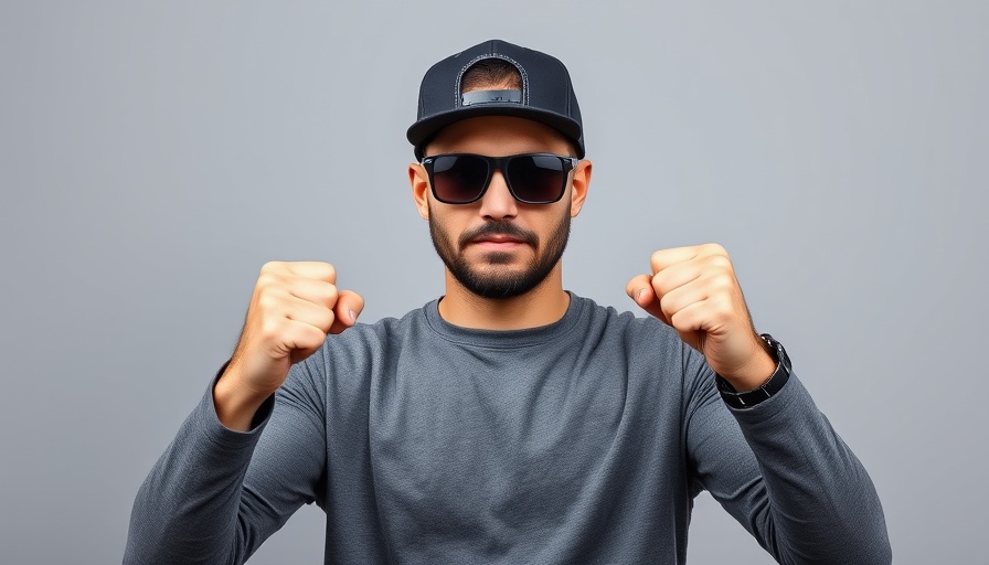 Confident man posing for Ice Cube concert tour.