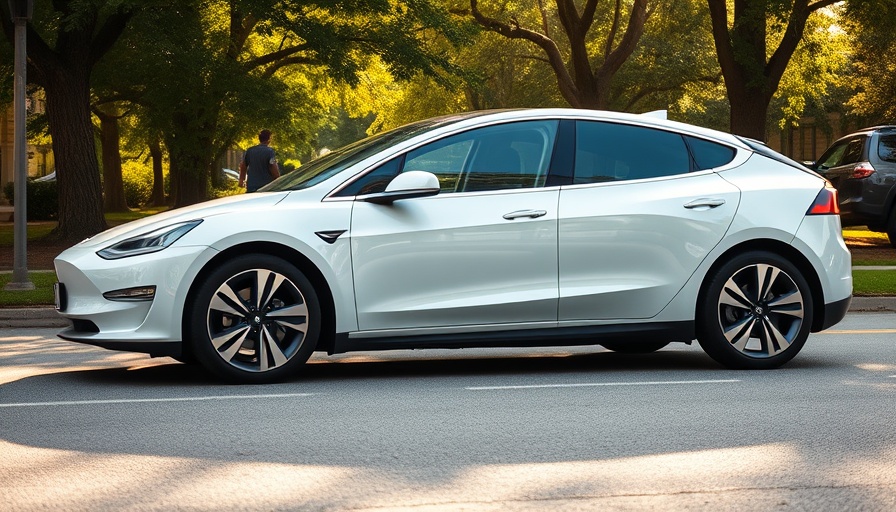 Electric car on suburban street symbolizes business startup funding