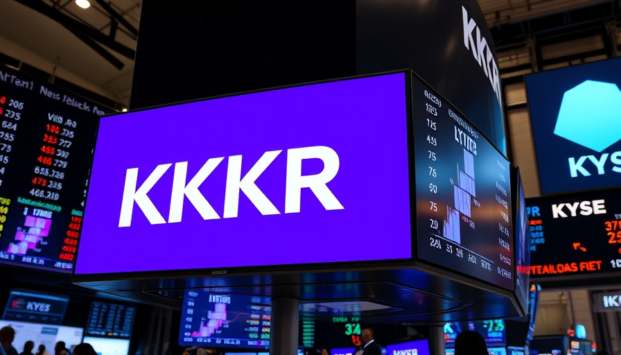 KKR acquires Datagroup: Stock market display with KKR logo.