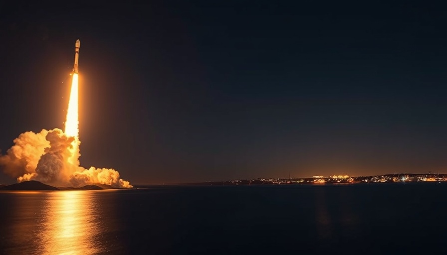 Rocket launch arc at night over water reflecting technology choice.