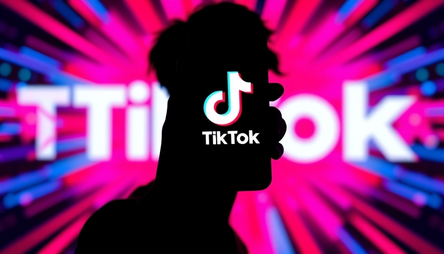 Person with smartphone displaying TikTok logo, silhouette style.