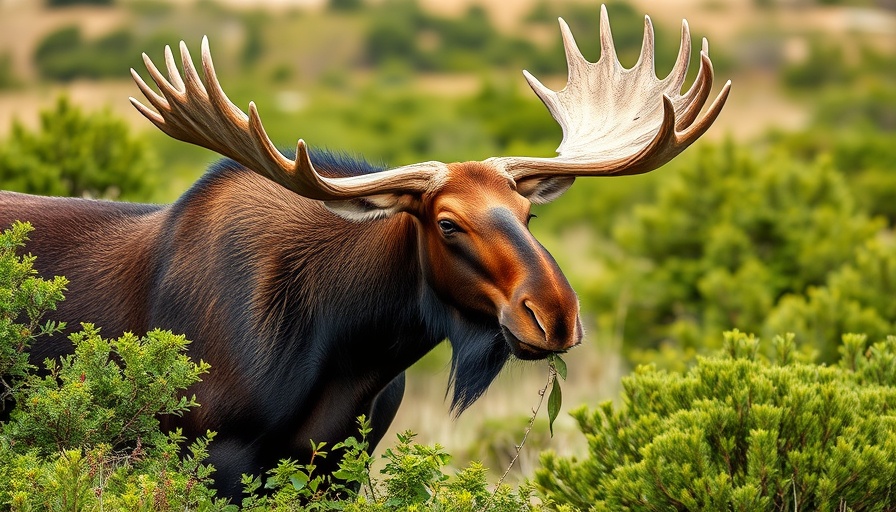 Majestic moose in Great Moose Migration livestream field.