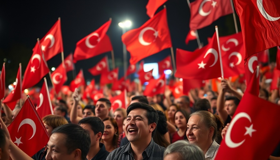 Turkish citizens at a rally, hopeful for Turkey's democratic future.