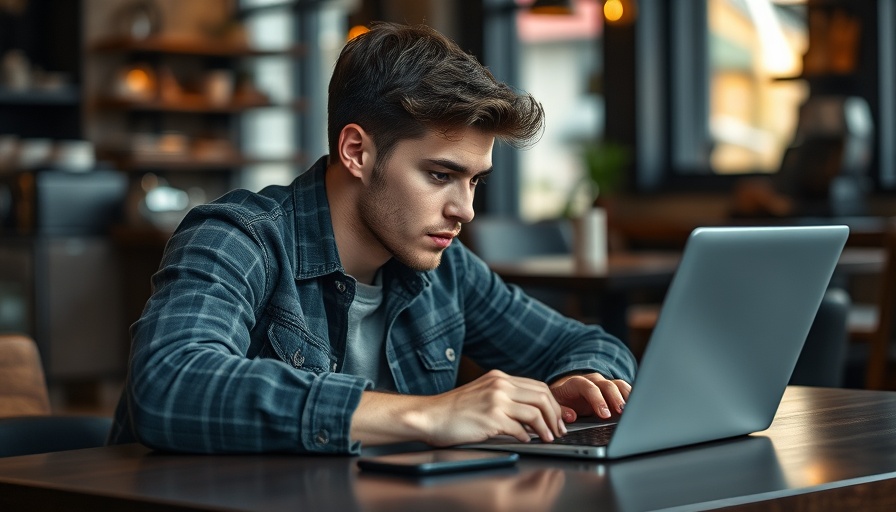 Young man working on a laptop, addressing common small business mistakes.