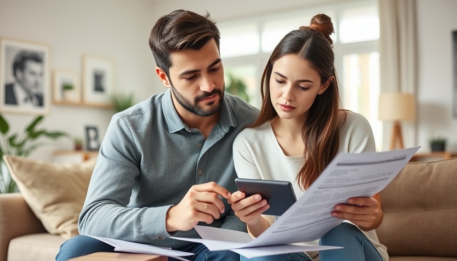 Young couple reviewing finances for private student loan consolidation.