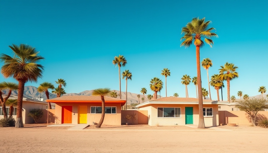 Mid-century modern design homes with palm trees.